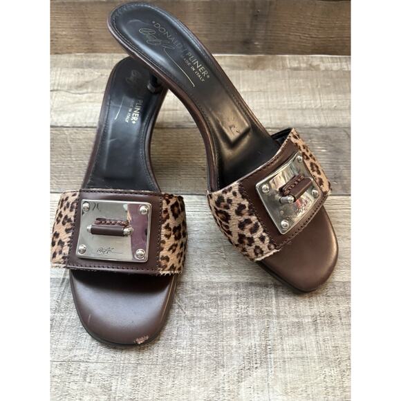 Donald J Pliner Kim Leopard Print Slide Size 8 1/2 M - Picture 1 of 8